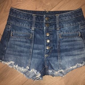 American Eagle Button Fly high rise jean shorts women’s 4 Blue Denim retro Y2k